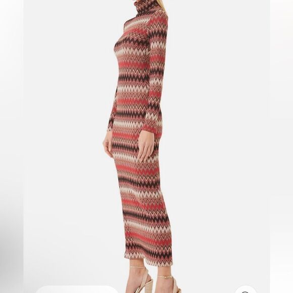 NWT Misa Los Angeles Liv Mock Neck Long Sleeve Dress Chevron knit Revolve S - Picture 4 of 11